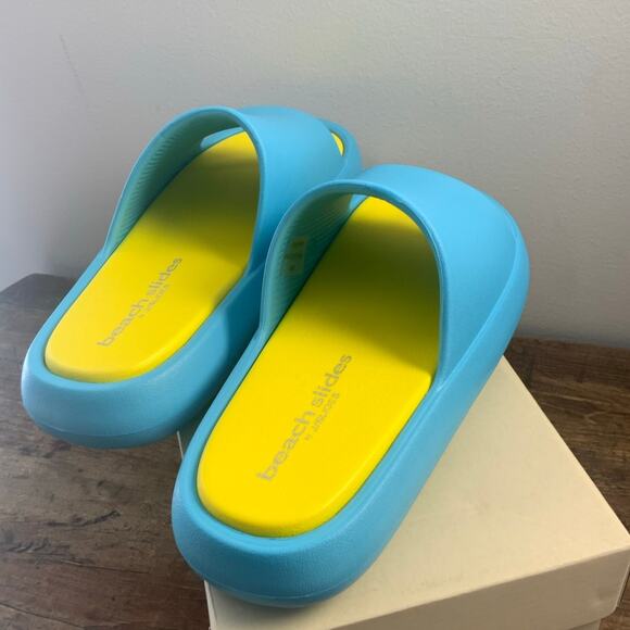 J/Slides SQUISH Turquoise/Yellow EVA size 10 - Picture 4 of 6